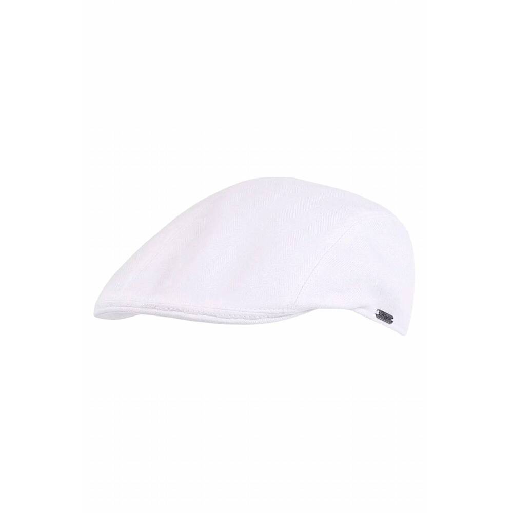 NEW WIGENS men's ivy modern subalpino herringbone linen cap in white